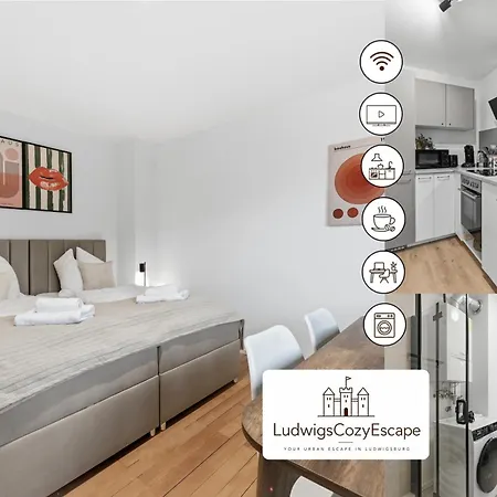 Apartmán Ludwigscozyescape - Helles Design-apartment Am Residenzschloss, 6 Gaeste, Smarttv In Jedem Zimmer, Highspeed Wlan, Workspace, 24h Self Check-in, Parkplatz 2 Min Ludwigsburg